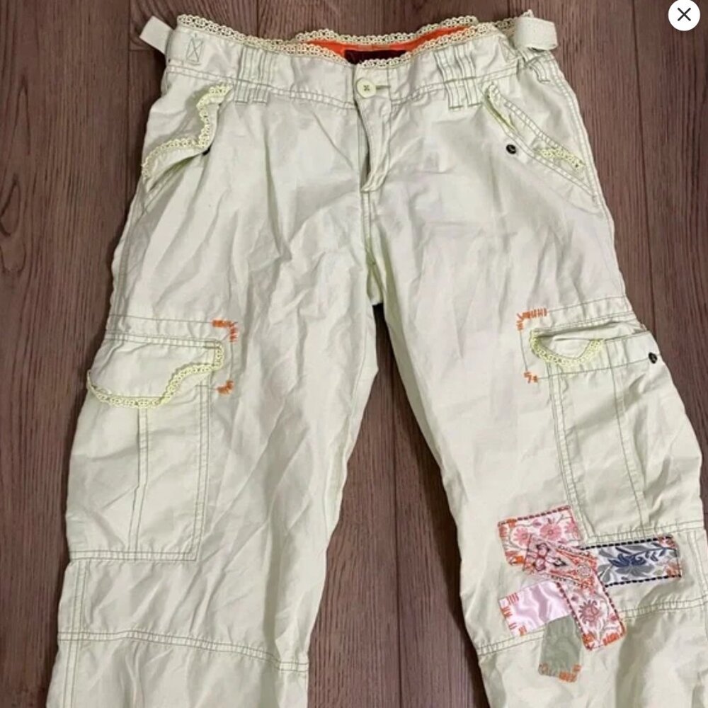 Miss Me Patchwork Light Green‎ Capri Pants MEDIUM